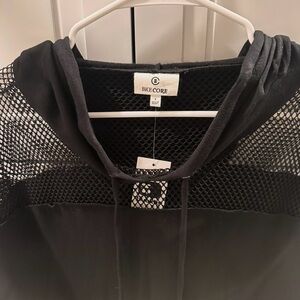 BKE Black Mesh Hoodie Top